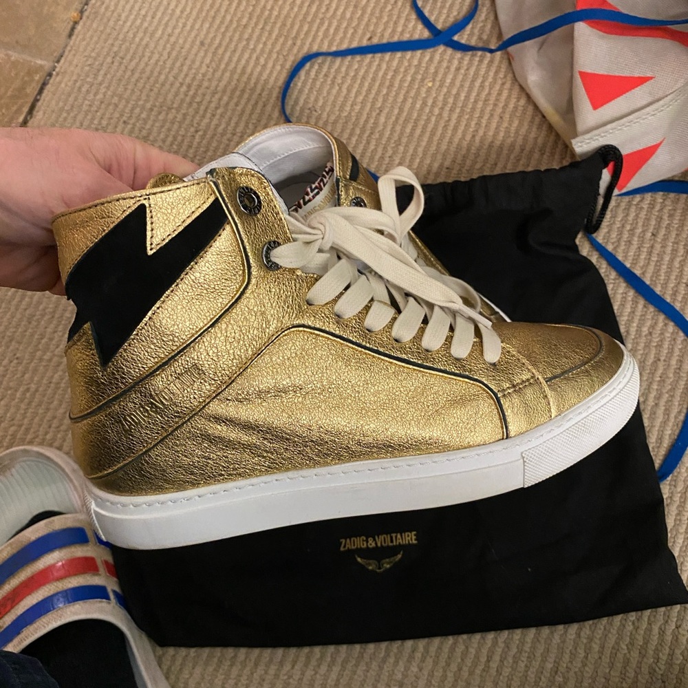 Zadig & Voltaire Hush Flash Gold Top High sneakers 38 Rare